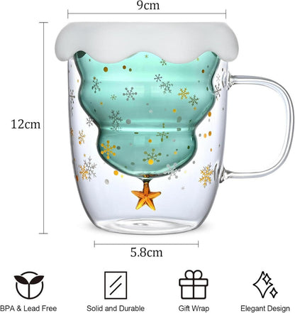 Joymaking Weihnachtstasse Grinch Doppelwandige Kaffeeglas 250-300ml