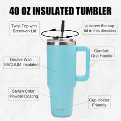 Doppelwandiger 40oz Vakuum Tumbler mit Strohhalm und