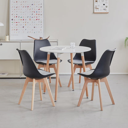 Skandinavische Esszimmerstühle 8er-Set, Massivholz, Gestreift Schwarz