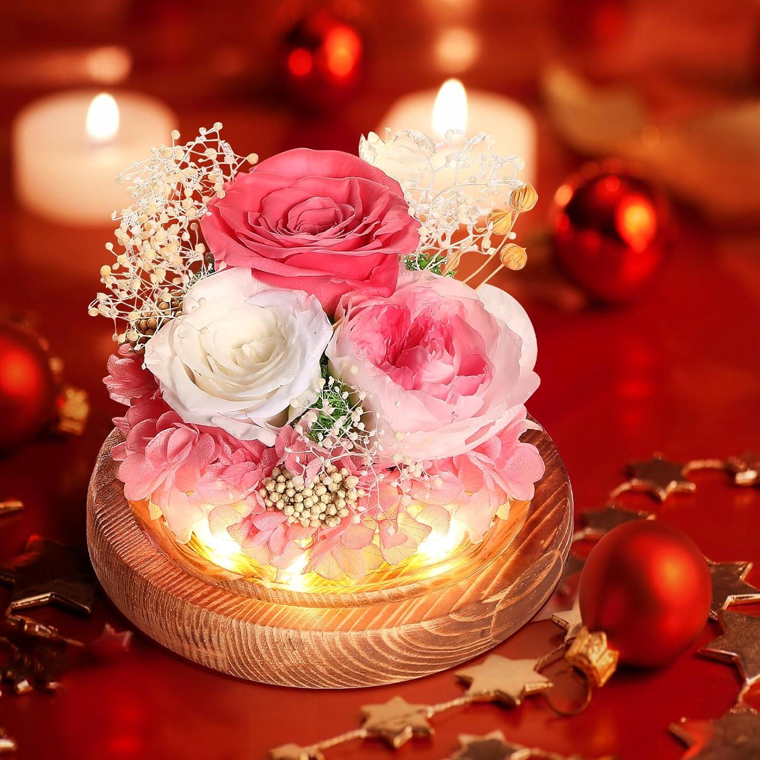 Ewige Rose Glas Infinity LED Licht Rosa Blume Geschenk