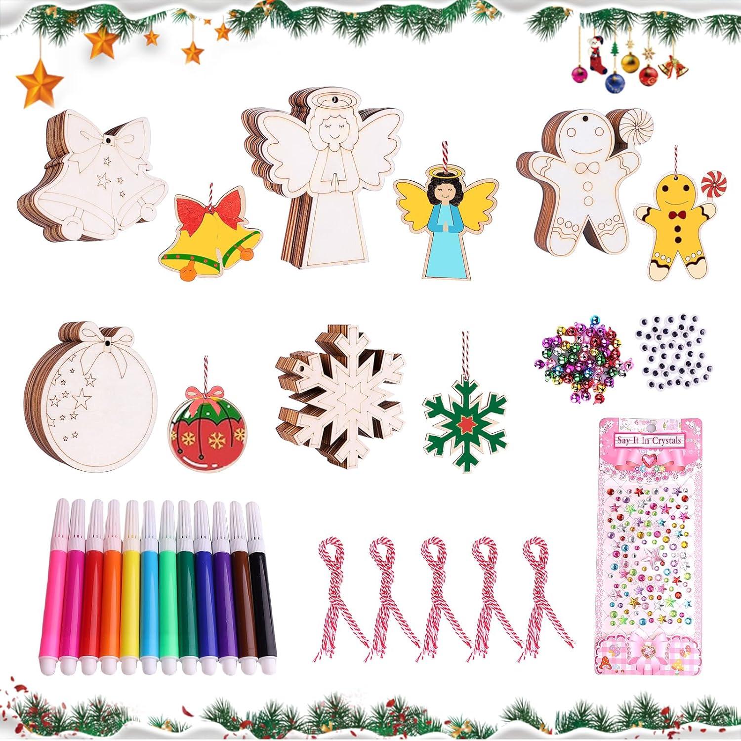 Holzanhänger Weihnachtsschmuck Set Basteln Kinder DIY Craft Kit