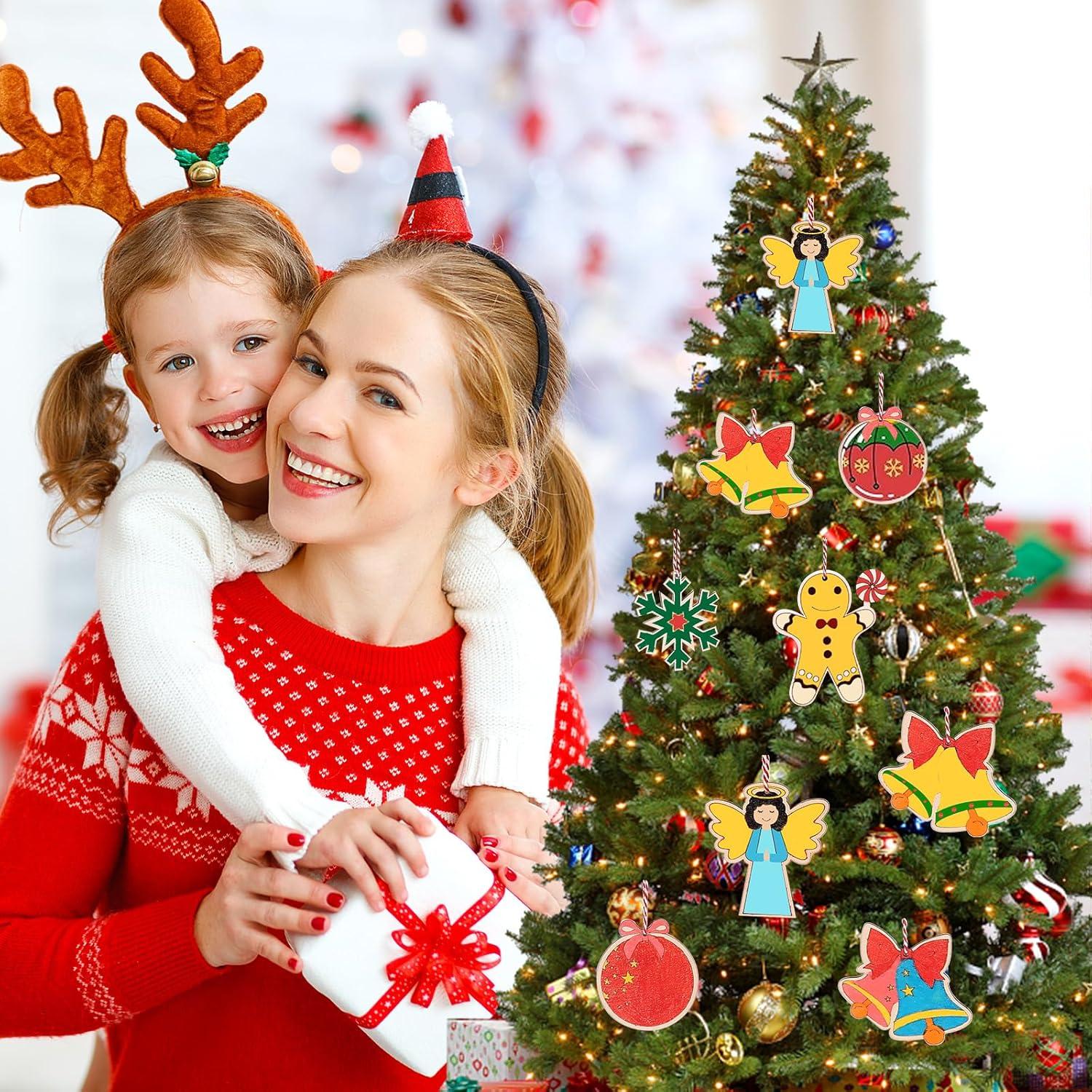 DIY Weihnachtsbaum Holzanhänger zum Bemalen Bastelset 213-teilig