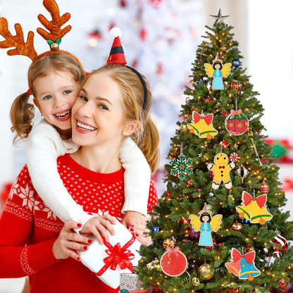 DIY Weihnachtsbaum Holzanhänger zum Bemalen Bastelset 213-teilig