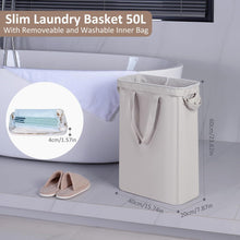 iEGrow Wäschekorb Schmal 50L Silber Grau mit Herausnehmbarer