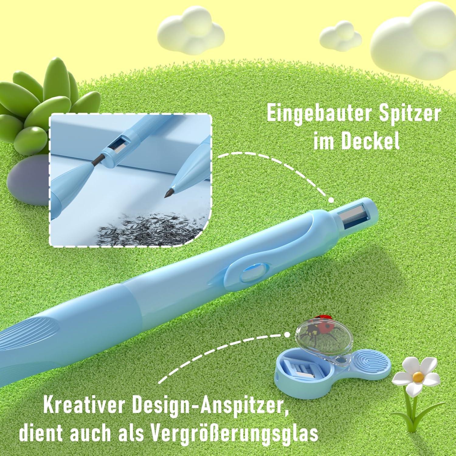 Ergonomisches Druckbleistift-Set für Kinder mit 44 HB-Bleistiftminen