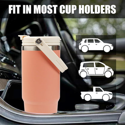 30oz Tumbler mit Griff und Flip Stroh Pfirsichrosa Doppelwandig
