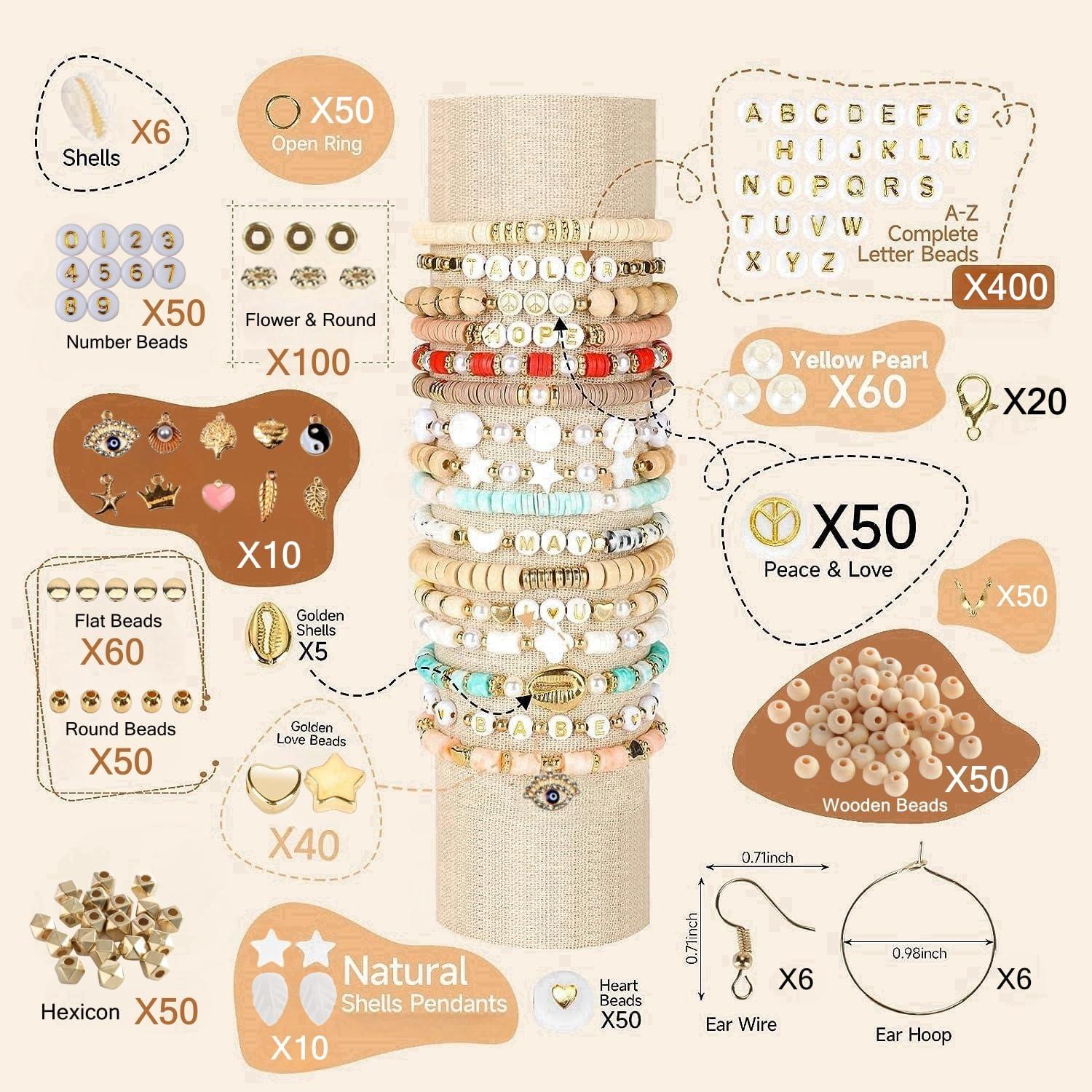 Perlen Set Zum Auffädeln, Polymer Clay Beads Kit 10720 Stück