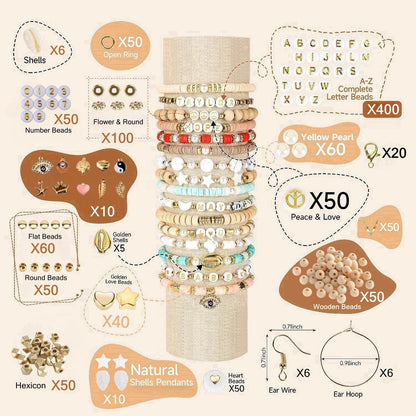 Perlen Set Zum Auffädeln, Polymer Clay Beads Kit 10720 Stück