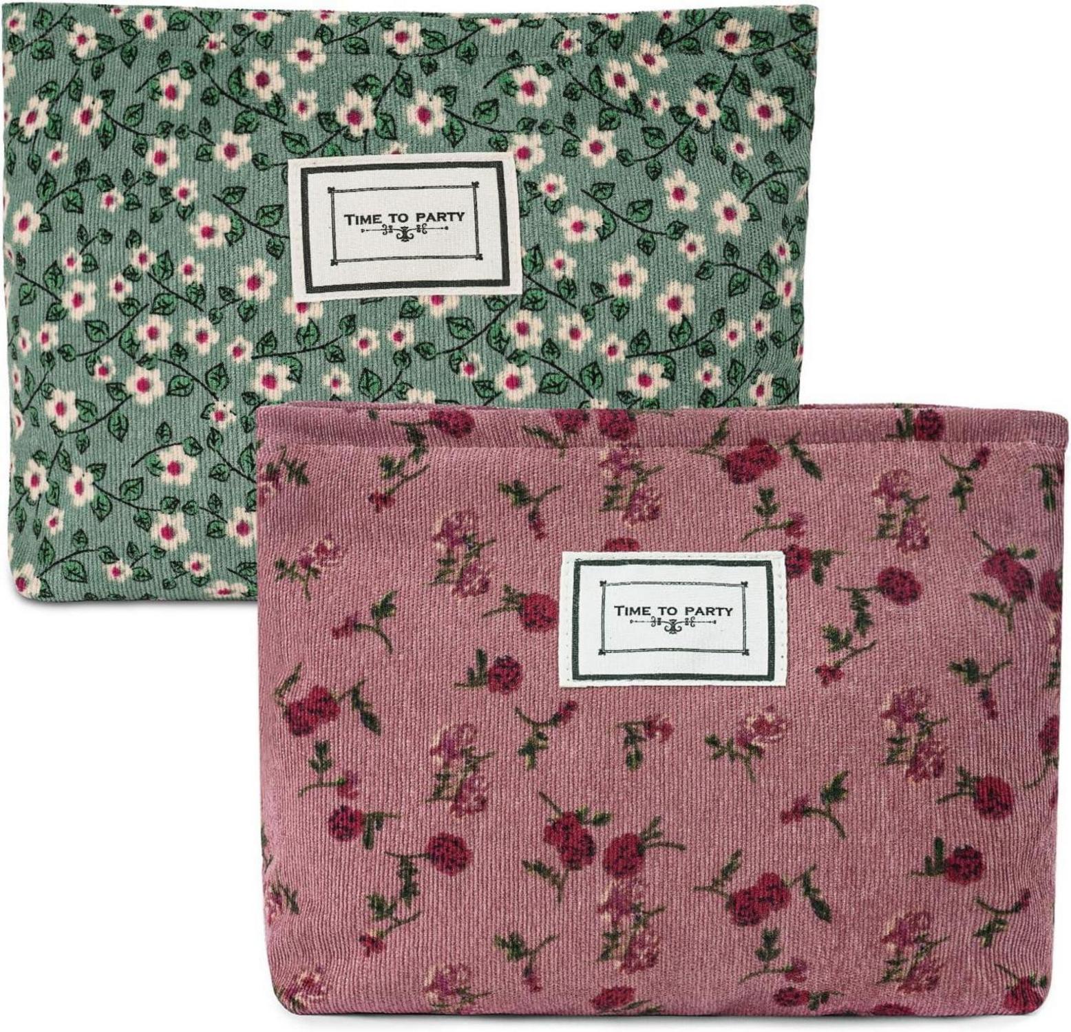 Kosmetiktasche Cord Blumenmuster Organizer