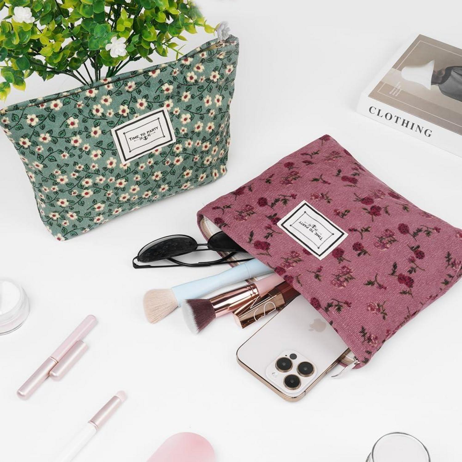 Kosmetiktasche Multifunktional Groß Kapazität Organizer Blumenmuster