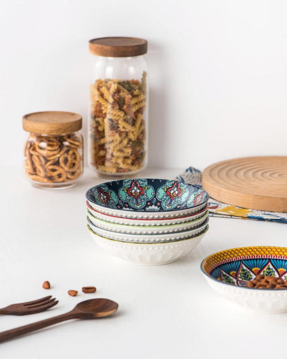 6er Pack Keramik Snackschalen Set 14cm - Dip Schalen Porzellan Sushi Sauce