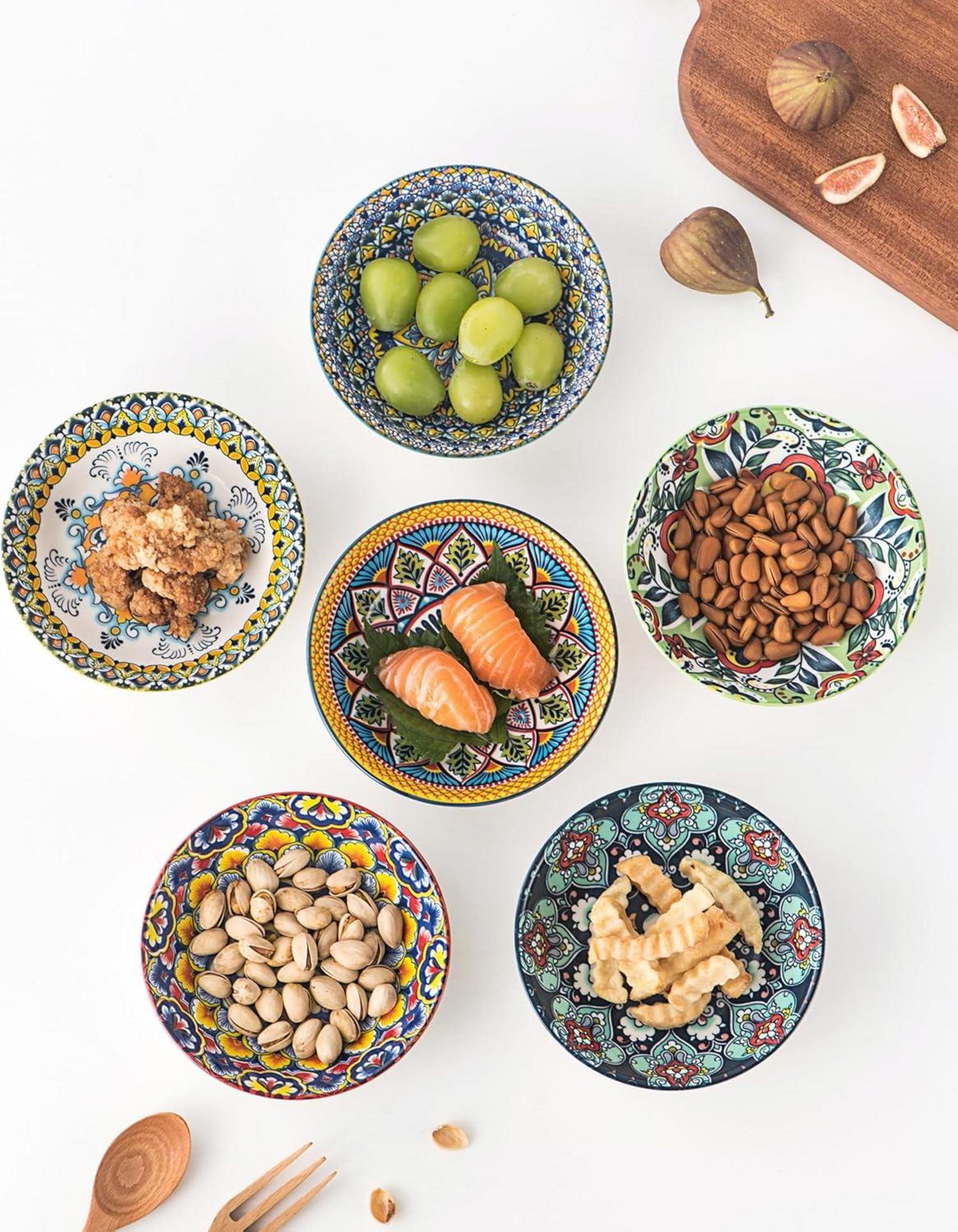 Snackschalen Keramik 6er Set bunt Porzellan 14cm - Tapas Dipschalen