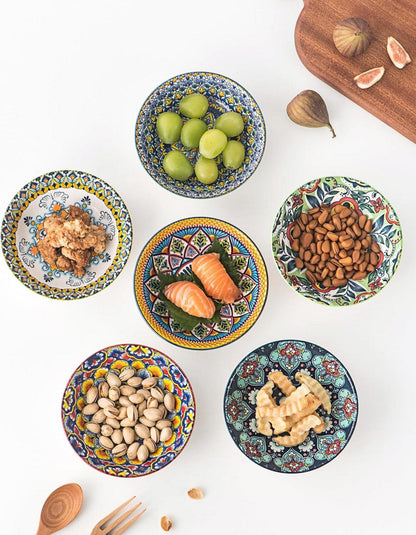 Snackschalen Keramik 6er Set bunt Porzellan 14cm - Tapas Dipschalen