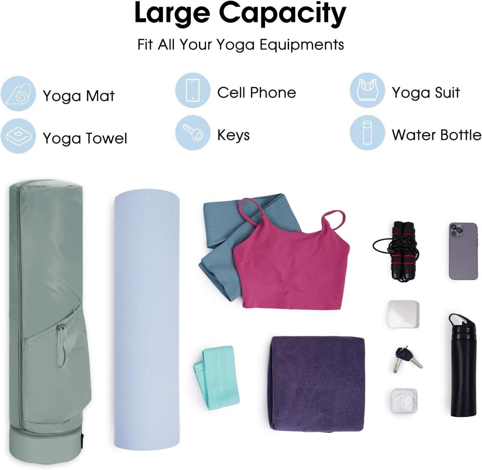 Yogatasche Damen mit Nassfach und Flaschentasche Grau Yoga Gym