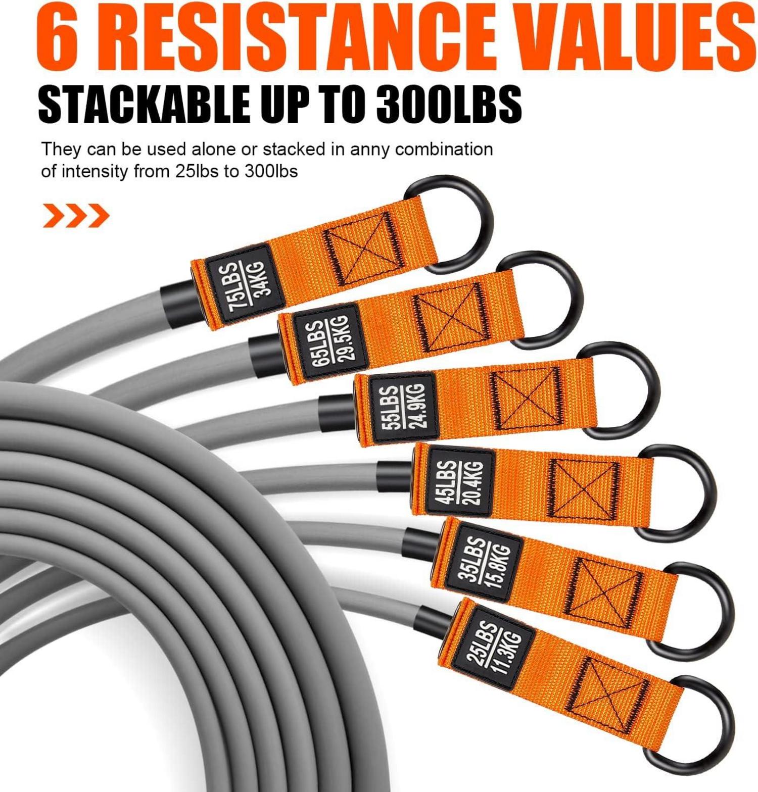 HTD Resistance Bands Set 300lbs Expander Tube Home Gym
