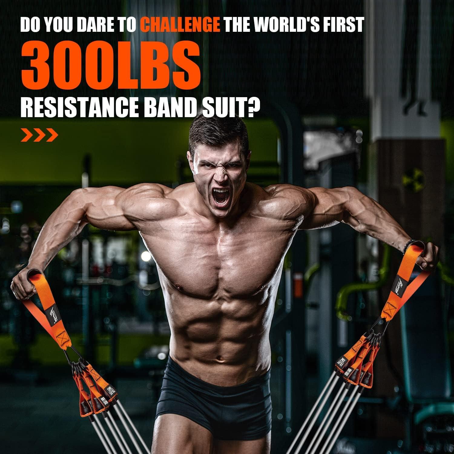 300lbs Resistance Bands Set Fitness Expander Tube Bands Kit Gym Home Outdoor