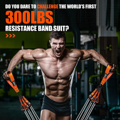 300lbs Resistance Bands Set Fitness Expander Tube Bands Kit Gym Home Outdoor
