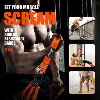 300lbs Resistance Bands Set Fitness Expander Tube Bands Kit Gym Home Outdoor
