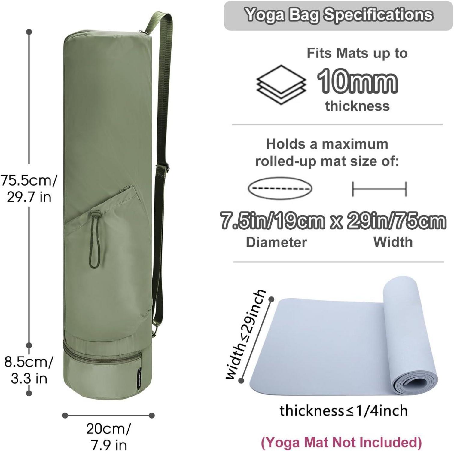 Yogatasche Damen mit Nassfach, Flaschentasche - Durchgehender Reißverschluss, Verstellbarer Schultergurt - Gym Yoga Tasche