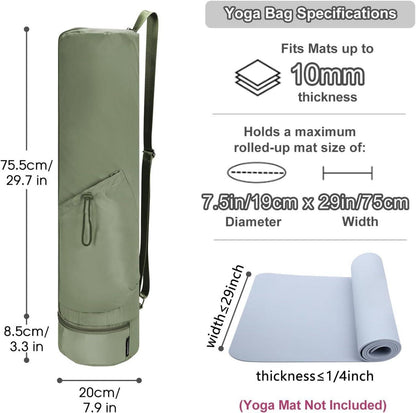 Yogatasche Damen mit Nassfach, Flaschentasche - Durchgehender Reißverschluss, Verstellbarer Schultergurt - Gym Yoga Tasche