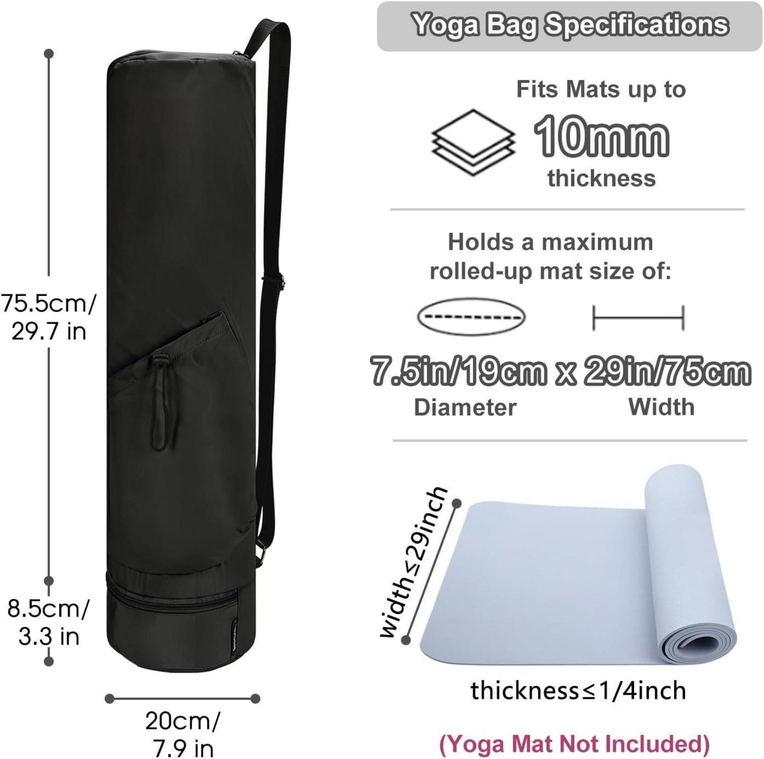 Yogatasche Damen mit Nassfach und Flaschentasche Schwarz