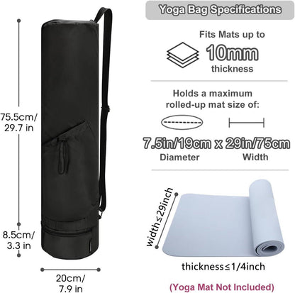 Yogatasche Damen mit Nassfach und Flaschentasche Schwarz