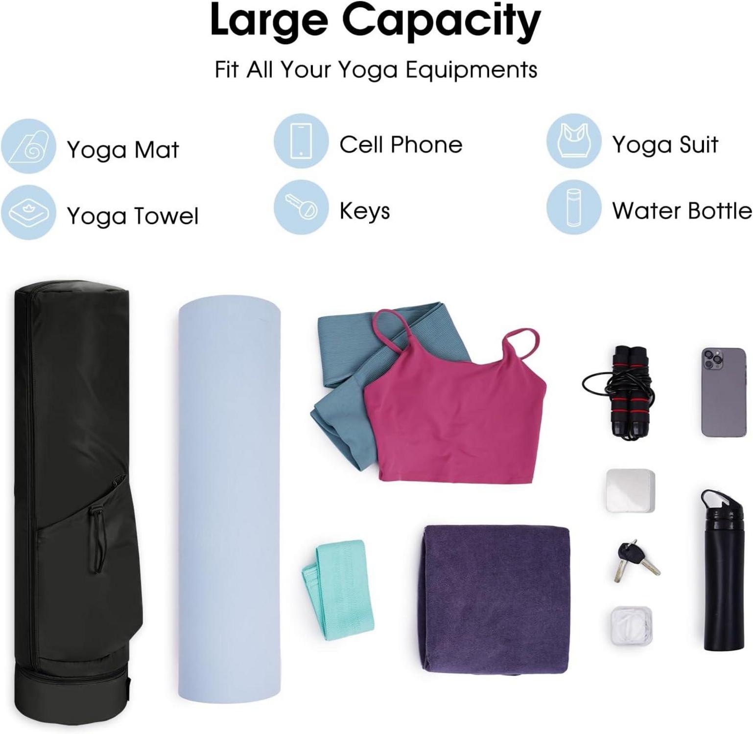 Yogatasche Damen mit Nassfach, Flaschentasche, Reißverschluss, verstellbarem