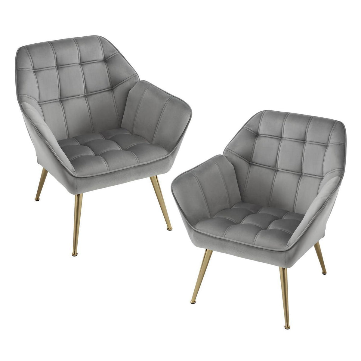 Gepolsterter Samt Sessel 2er Set Modern Grau
