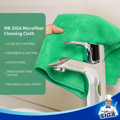 Mikrofaser Reinigungstuch 12er Set Grün 32x32cm streifenfrei & fusselfrei