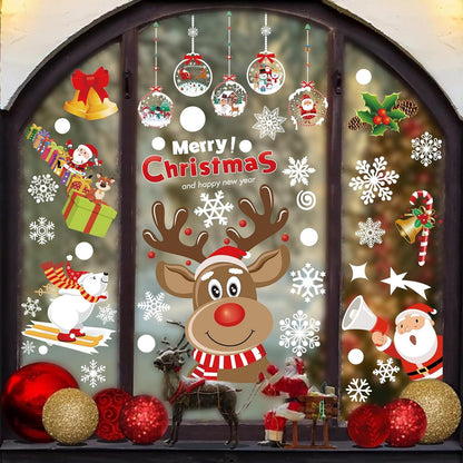 Selbstklebende Weihnachtsfensterbilder mit Schneeflocken, Set mit 8 Blättern