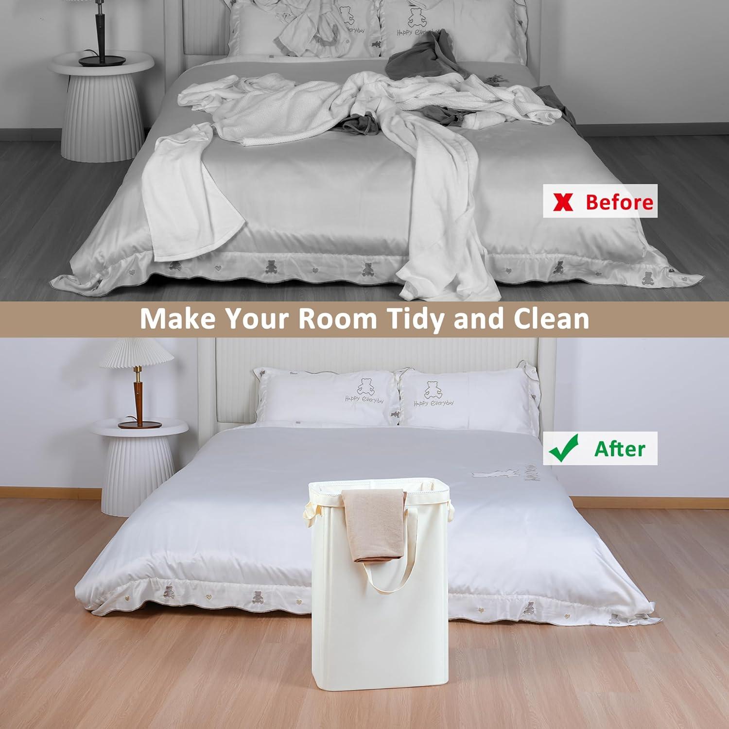 Wäschekorb 50L mit Herausnehmbarer Innentasche - Beige