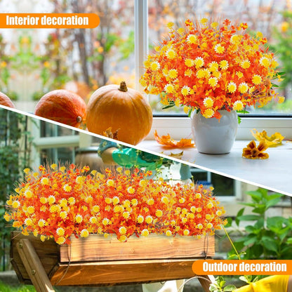 Künstliche Herbstblumen Set Balkon Wetterfest Deko Gelb Orange