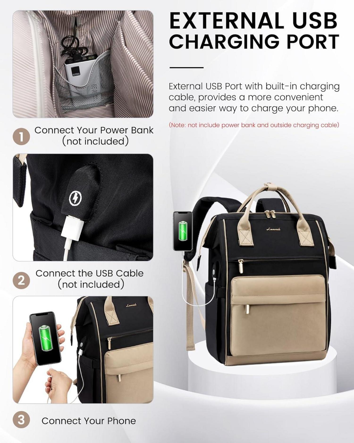 Schulrucksack Damen LOVEVOOK Mädchen mit Laptopfach Wasserdicht Schwarz