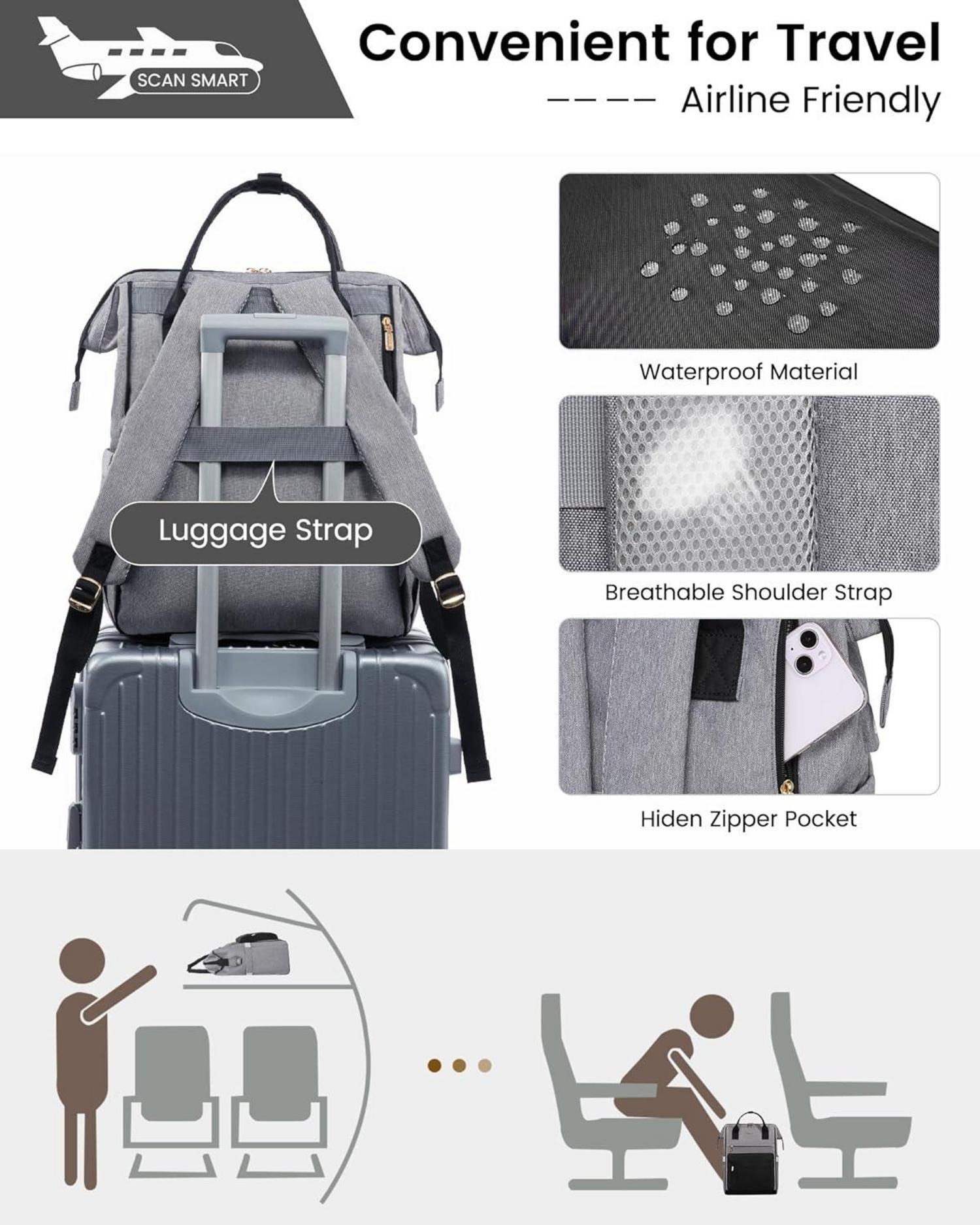 Schulrucksack LOVEVOOK 15,6 Zoll Laptop-Fach Grau Schwarz