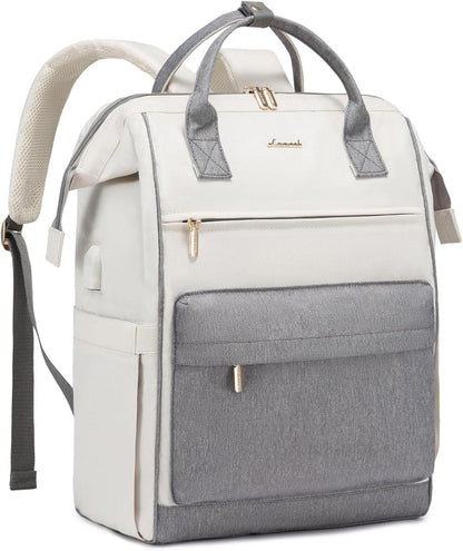 Laptop Arbeitstasche Backpack Women Wasserdichter Handtasche Beige