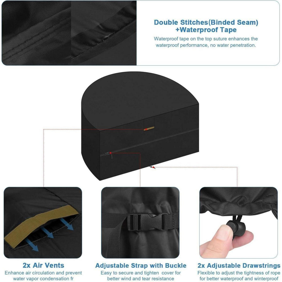 Abdeckhaube für Sonneninsel Halbrund 230x120x100cm Wasserdicht UV-Beständig