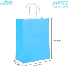 20 Kraft-Papiertüten 22x15x8cm Blau mit Griffen - Recycelbar