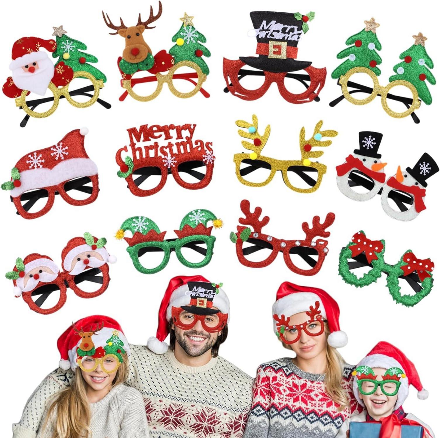 12-teiliges Set Weihnachtsbrillen Partybrillen fotobox Accessoires