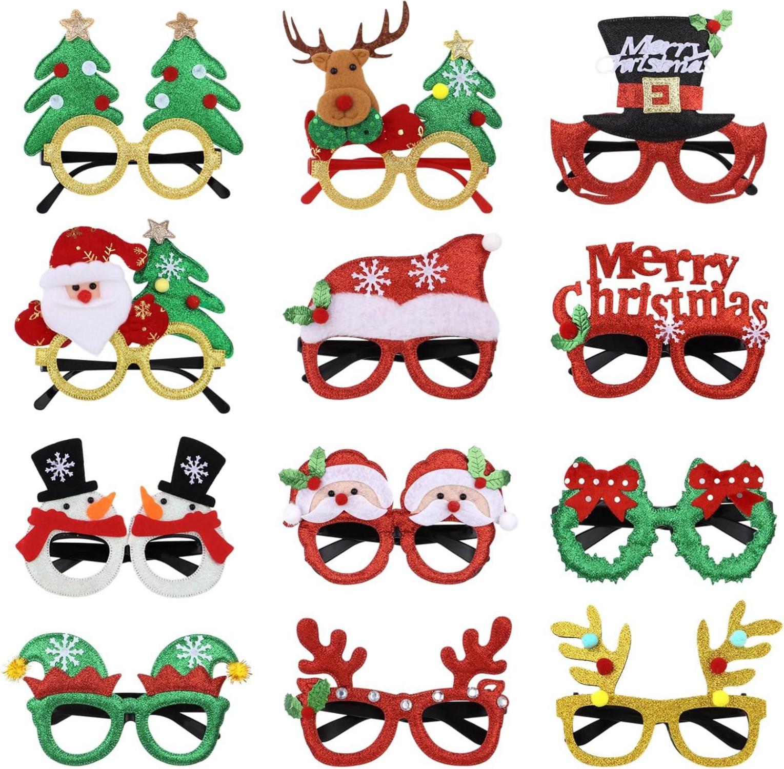 Itoyx Weihnachtsbrillen Set 12 Stück Partybrillen Fotobox