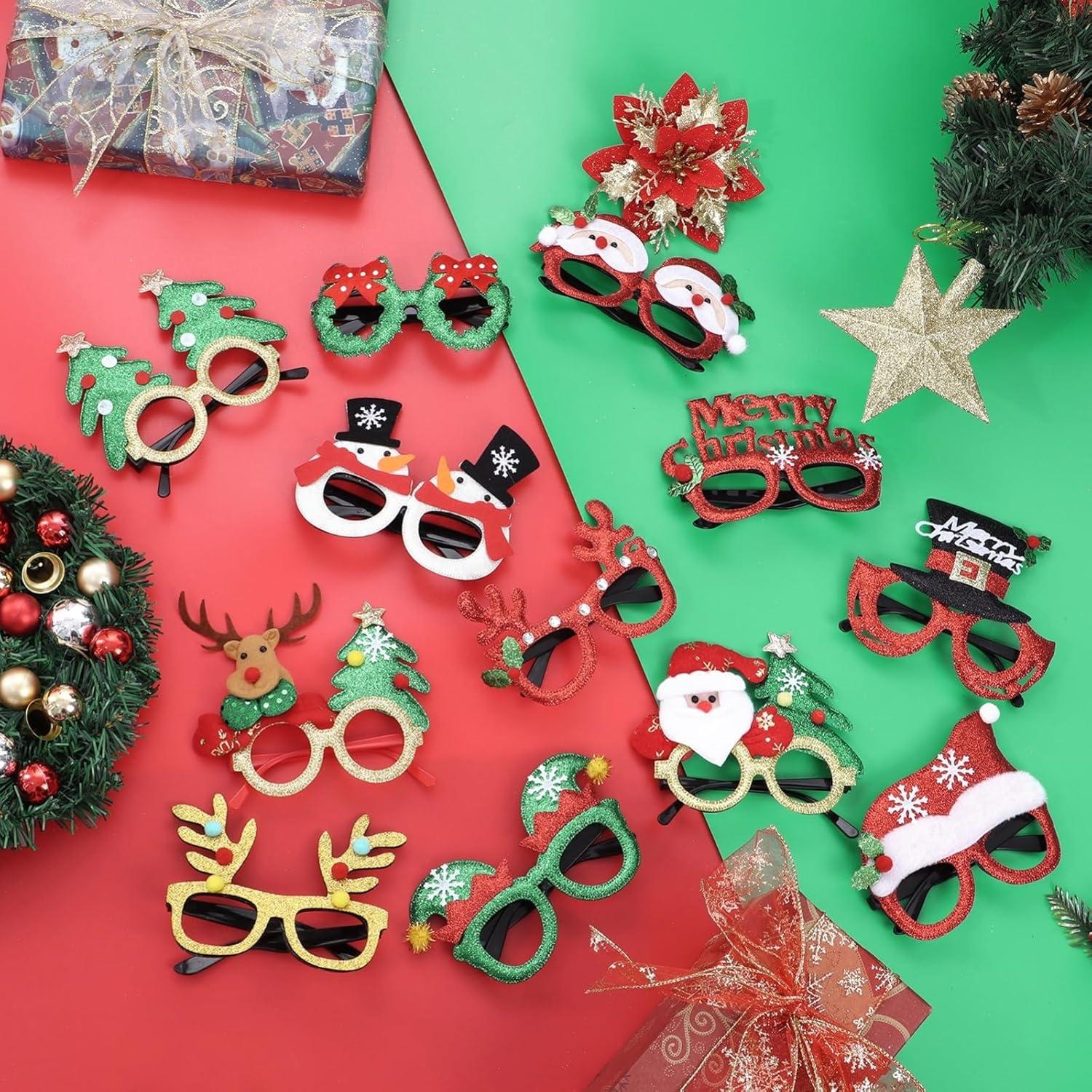 12er Set Weihnachtsbrillen Partybrillen lustige Brille für Weihnachten und Fotokabine