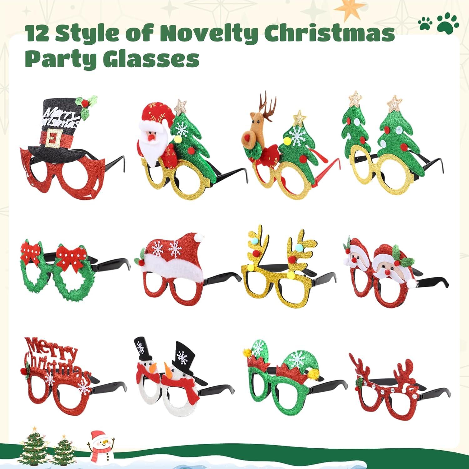 Weihnachtsbrillen Set - 12 Partybrillen in 12 festlichen Designs