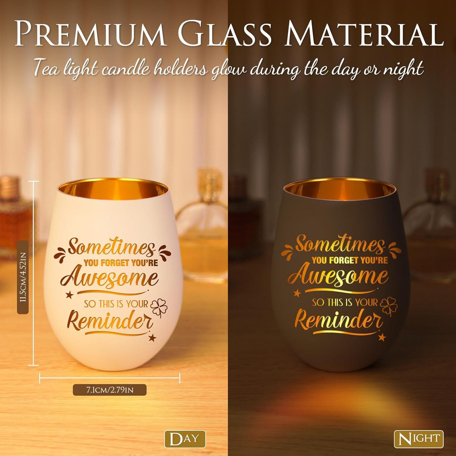 Teelichthalter Glas Kerzenhalter mit Gravur für Geburtstagsgeschenke