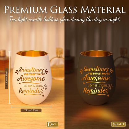 Teelichthalter Glas Kerzenhalter mit Gravur für Geburtstagsgeschenke