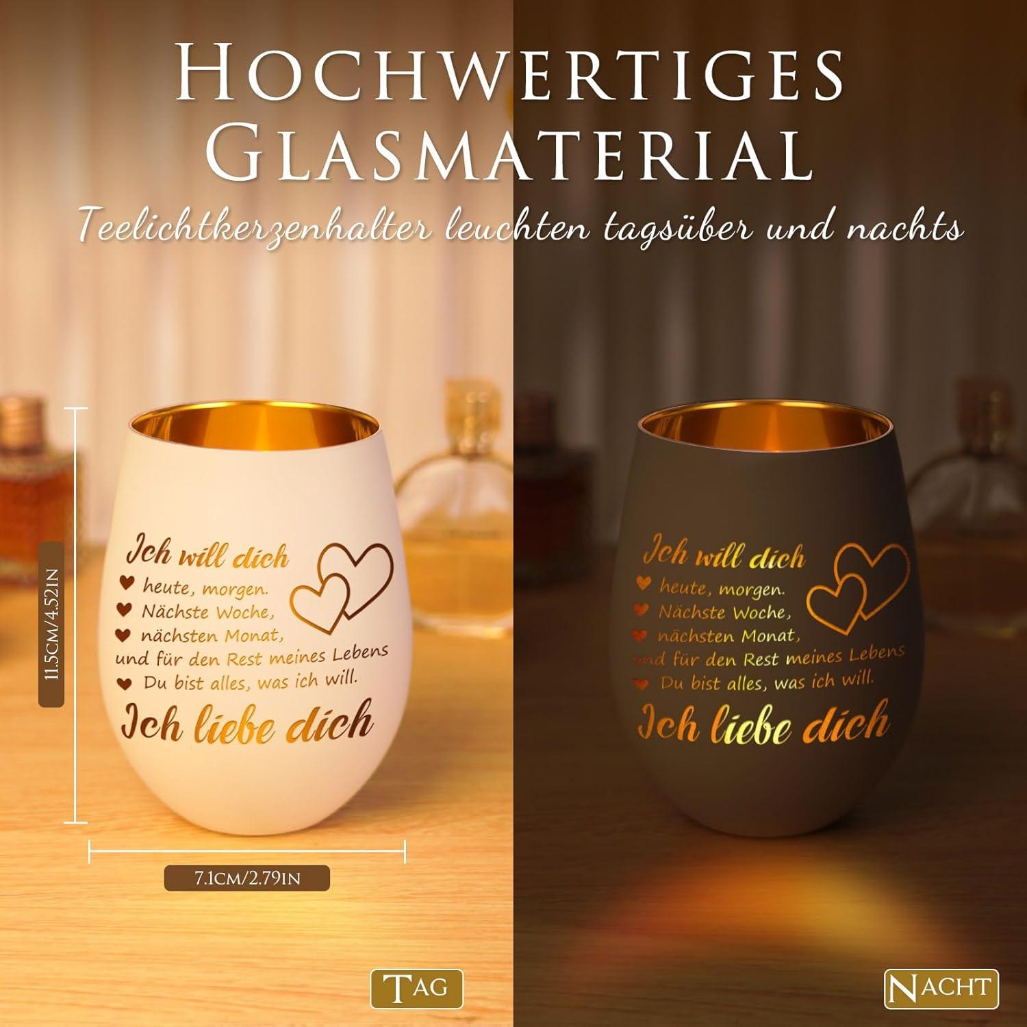 Windlicht mit Gravur Ich Liebe Dich Teelichthalter Frauen Weihnachten