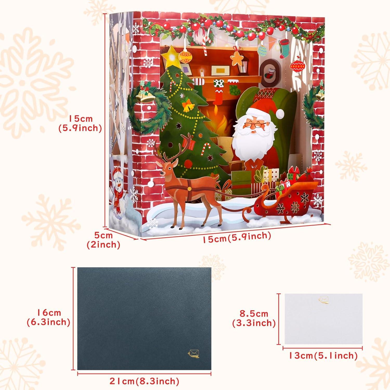 3D Weihnachtskarten Set 14-teilig Nikolaus Pop Up Grußkarte