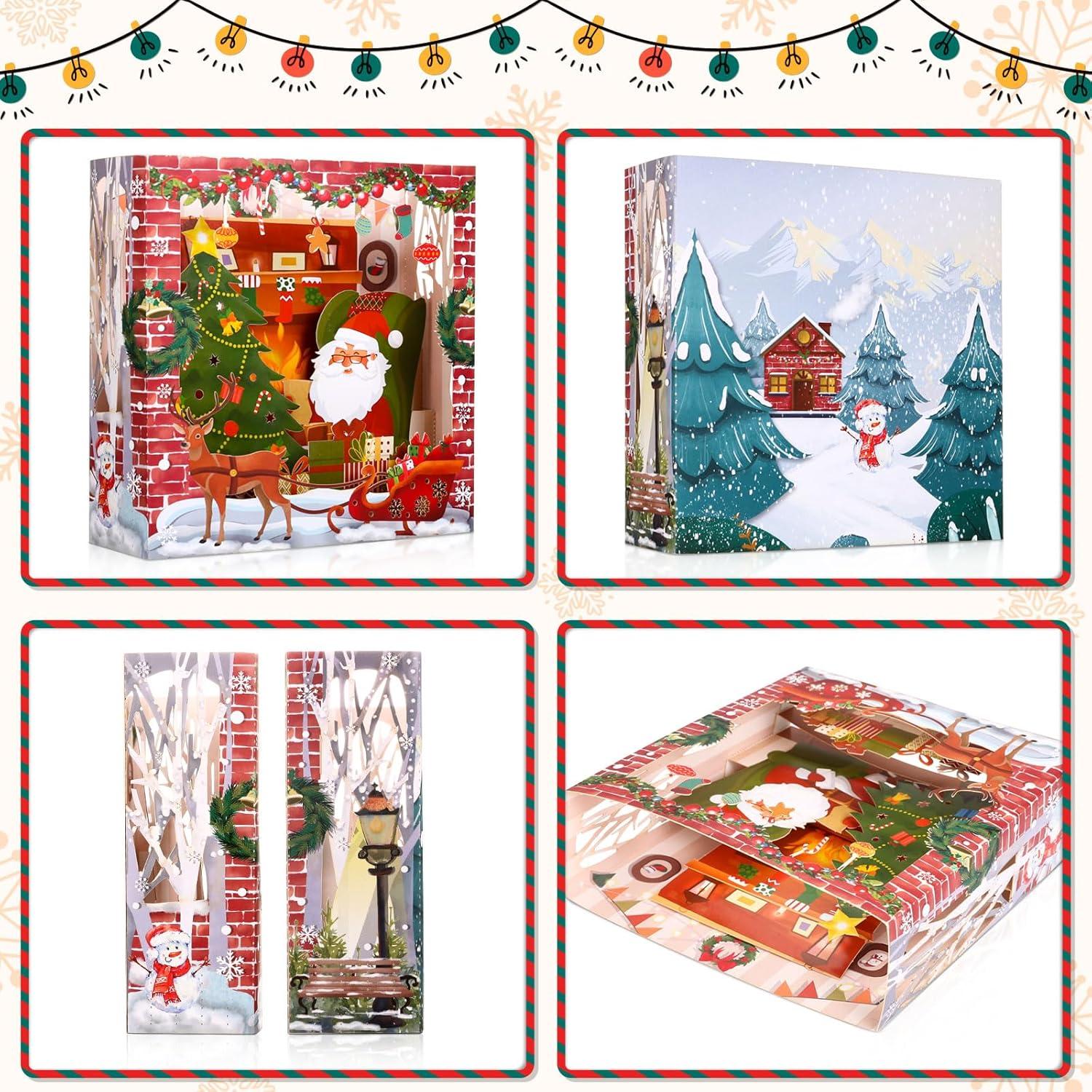 3D Weihnachtskarten Pop Up Set Nikolaus Glückwunschkarte Umschlag