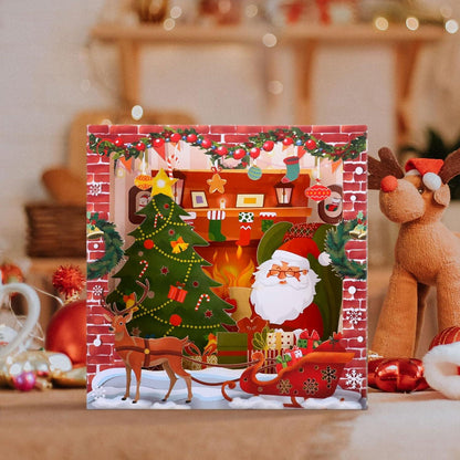 3D Weihnachtskarten Set 14 Pop Up Glückwunschkarte Nikolaus Umschlag