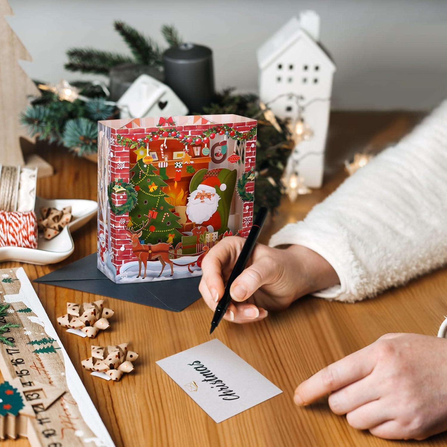 Weihnachtskarten Pop Up Karten 3D Glückwunschkarte Nikolaus Umschlag