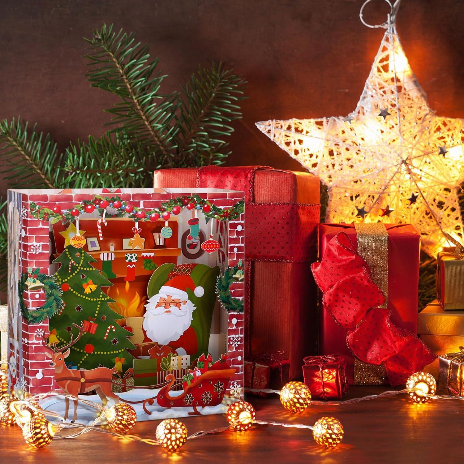 3D Weihnachtskarten Set 14 Pop Up Glückwunschkarte Nikolaus Umschlag