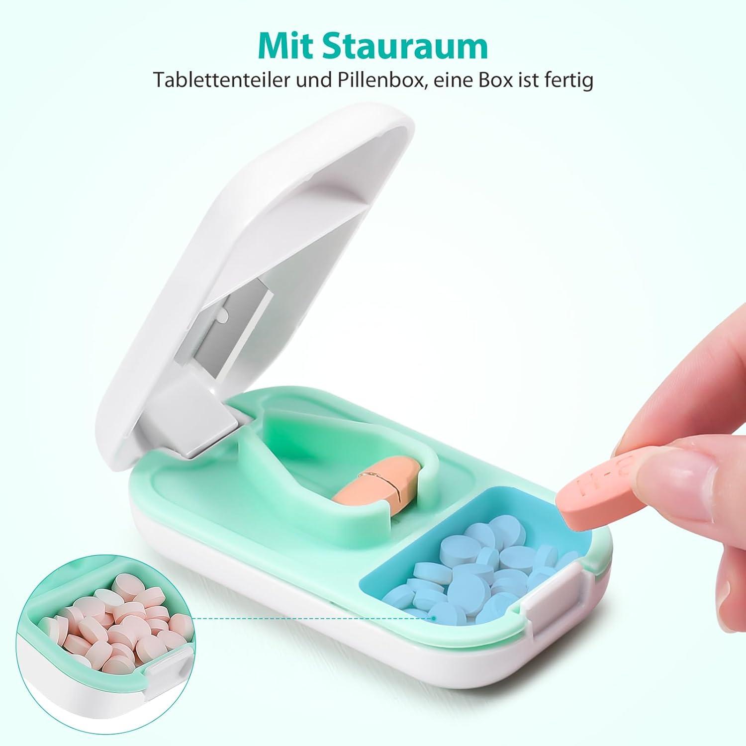 Tablettenteiler für Pillen, Kleine & Große Tabletten, Stauraum, Anti-Rutsch